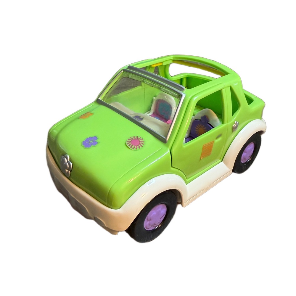 Vintage 2001 Polly Pocket Lime Green Floral SUV Convertible Vehicle Toy Car